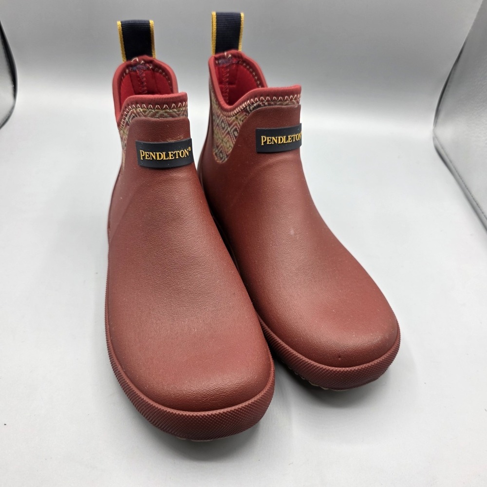 Pendleton Rain Boots Womens 6 Red Rubber Abiquiu Sky Neo Chelsea Waterproof